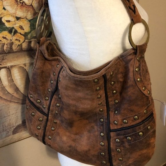 House of Dereon Handbags - House of Dereon Brown Suede Hobo Bag